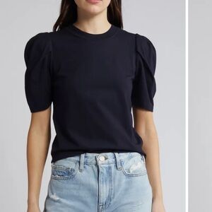 Frame Draped Short Sleeve Organic Cotton T-Shirt color green size M